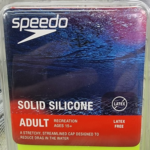 2 - Speedo Swim Cap Solid Silicone Latex Free Adult Ages 15+ Recreational NEON - Picture 2 of 7
